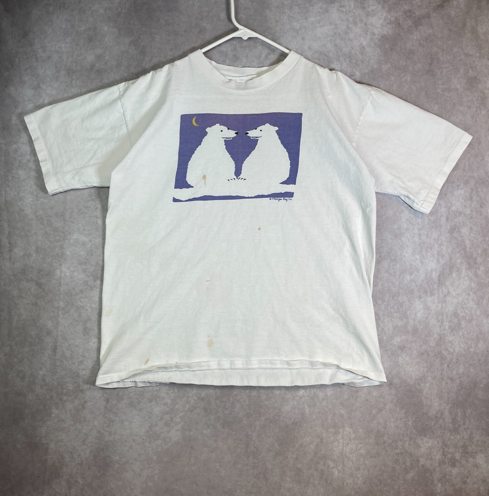VINTAGE Polar Bear Shirt Adult Medium White Single Stitch Graphic Tee Art 90s