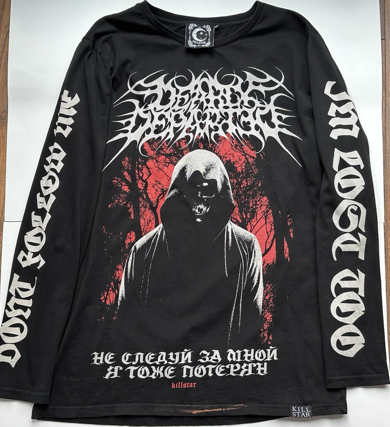 Killstar Dearly Departed Long Sleeve Black Grim Reaper T-Shirt unisex XL