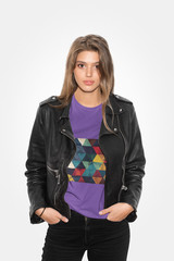 Geometric Retro Triangle Pattern T-Shirt | Abstract Colorful Design