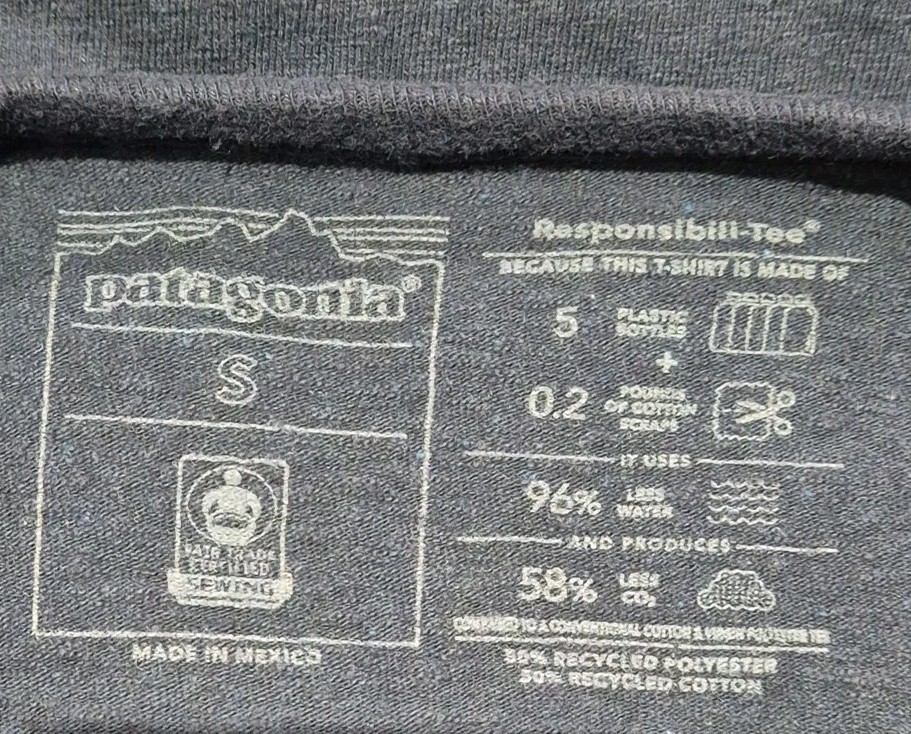 MENS PATAGONIA LONG SLEEVE P-6 LOGO RESPONSIBILI-TEE SIZE SMALL gallery