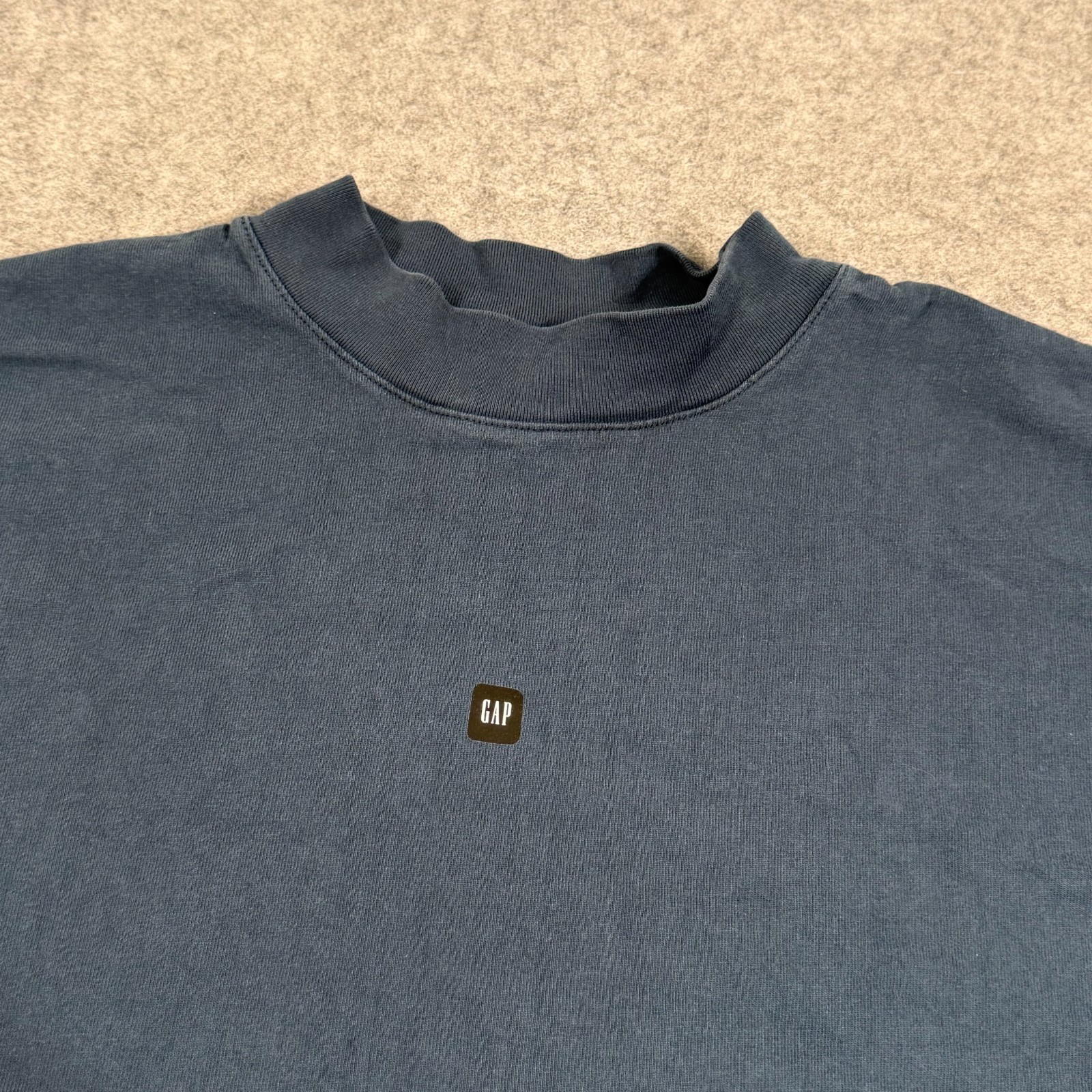 Yeezy Gap Blue Balenciaga Logo High Neck Long Sleeve Tee Men's Size Small gallery