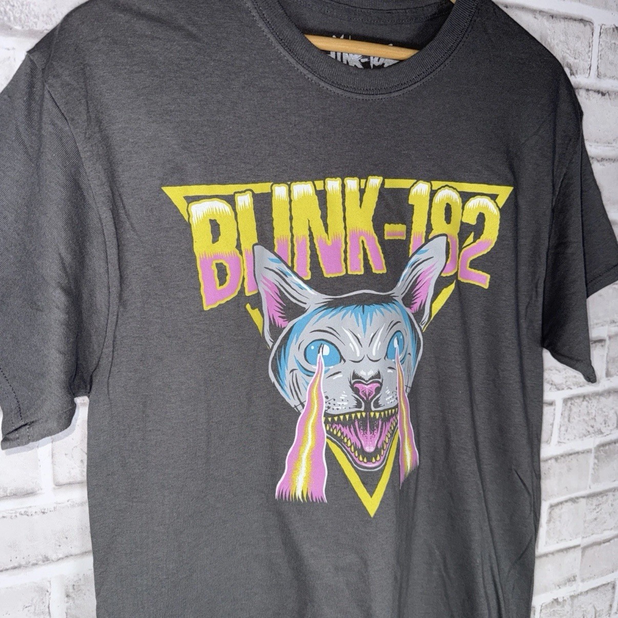 Blink 182 Mens Size Medium M Laser Cat Grey Graphic Print Band Cotton T-Shirt gallery