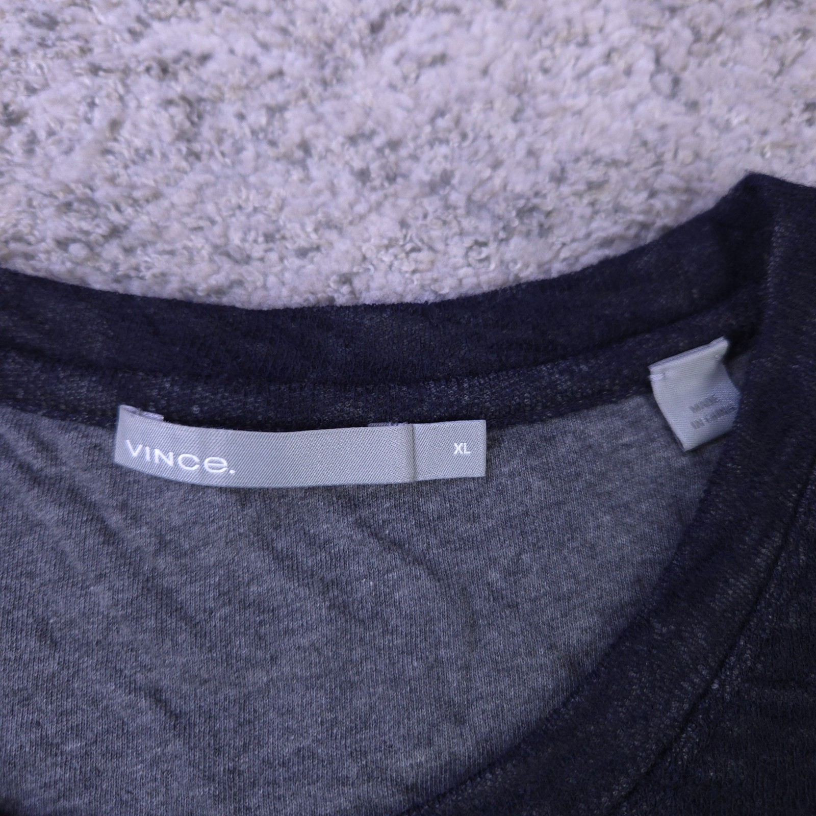 Vince Shirt Mens XL Wool Blend Brushed Long Sleeve Crew Neck Tee Navy Blue EUC gallery
