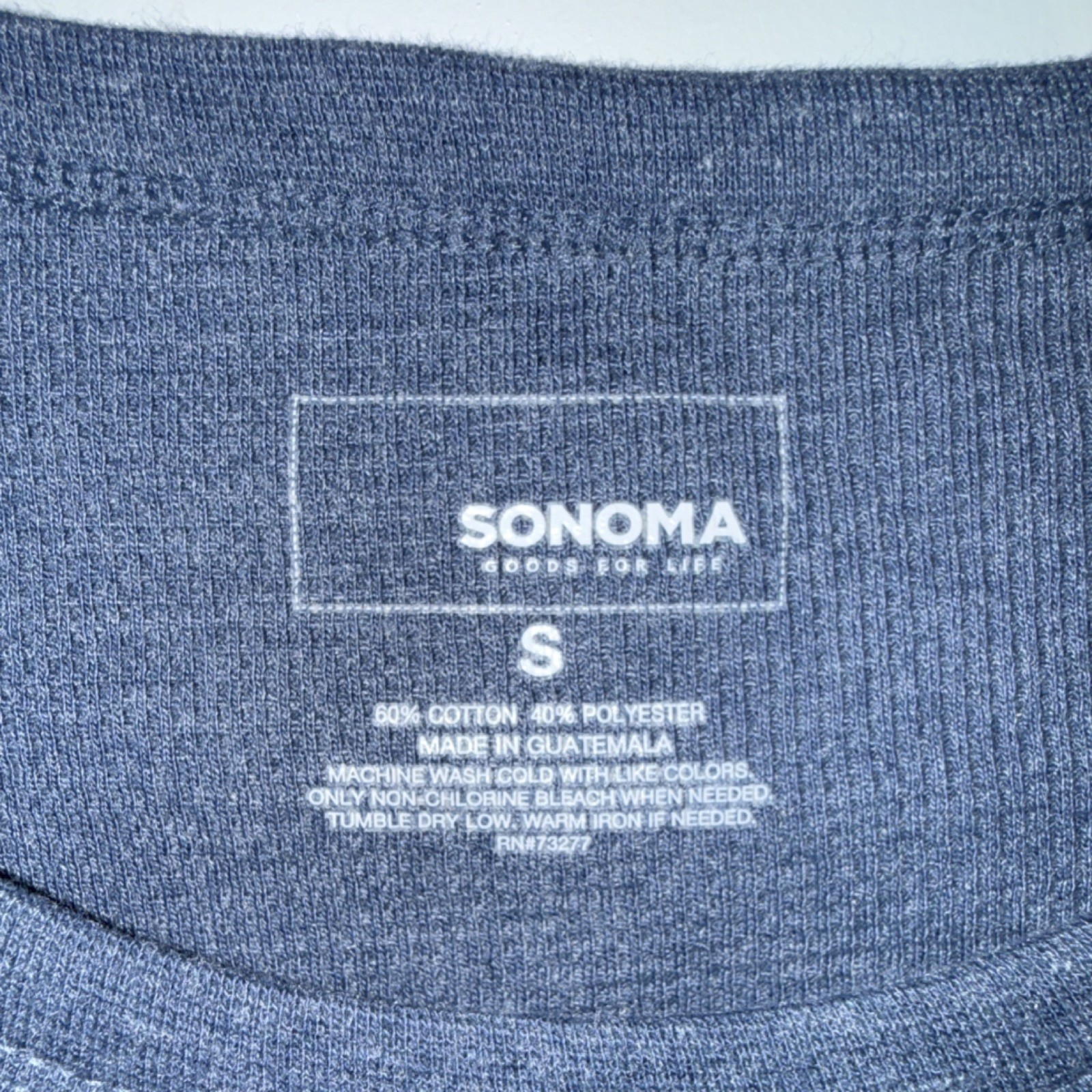 Sonoma Men's Blue Knit Long Sleeve Crew Neck T-Shirt Size S Cotton Polyester gallery