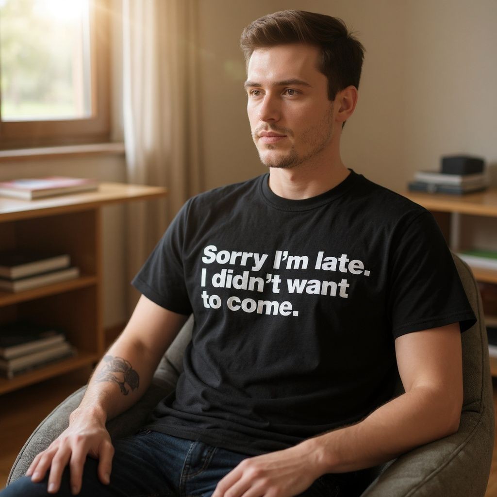 Funny Sorry I'm Late I Didn't Want to Come T-Shirt Mens Unisex Tee Gift Joke gallery
