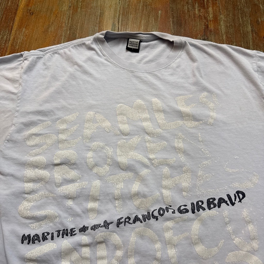 Vintage Marithe Francois Girbaud Graphic T Shirt Mens L Gray Puff Print Y2K gallery