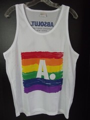 Absolut 1879 Mesh Tank Top White Rainbow Gay Pride LGBT Logo Shirt NEW