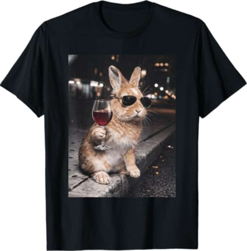 Funny Wine Glasses Bunny Eggs Happy Easter Day Drink Team T-Shirt gallery