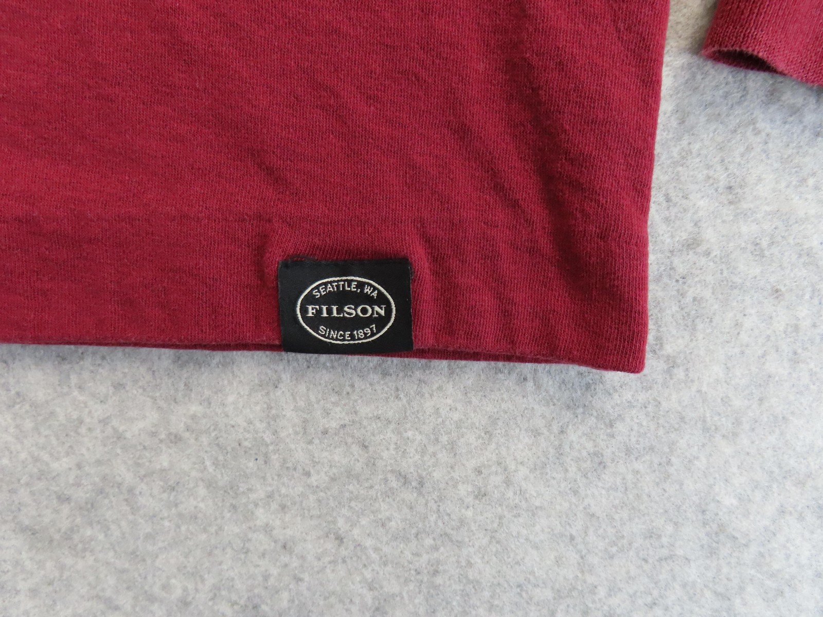 Filson Shirt Mens Medium Dark Red Long Sleeve Cotton Henley Made In Peru gallery