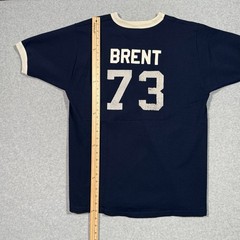 Vintage Russell Athletic Knit Ringer Tee Mens L Navy White BRENT 73 Jersey USA