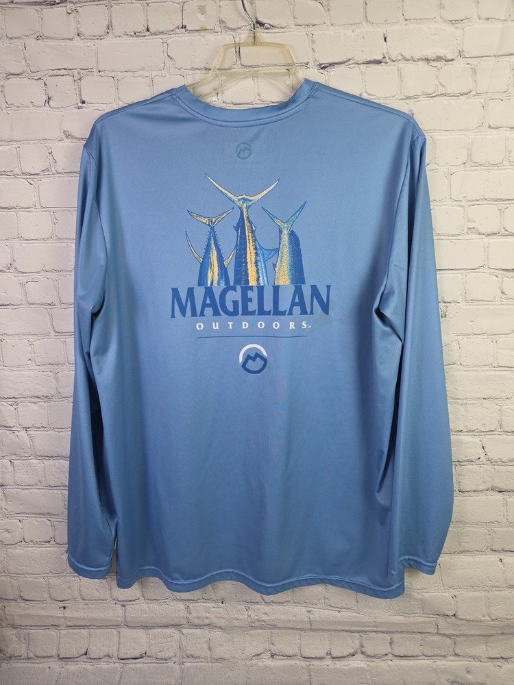 Magellan Men’s Large Blue Outdoors Soft Wick Long Sleeve Graphic T-Shirt