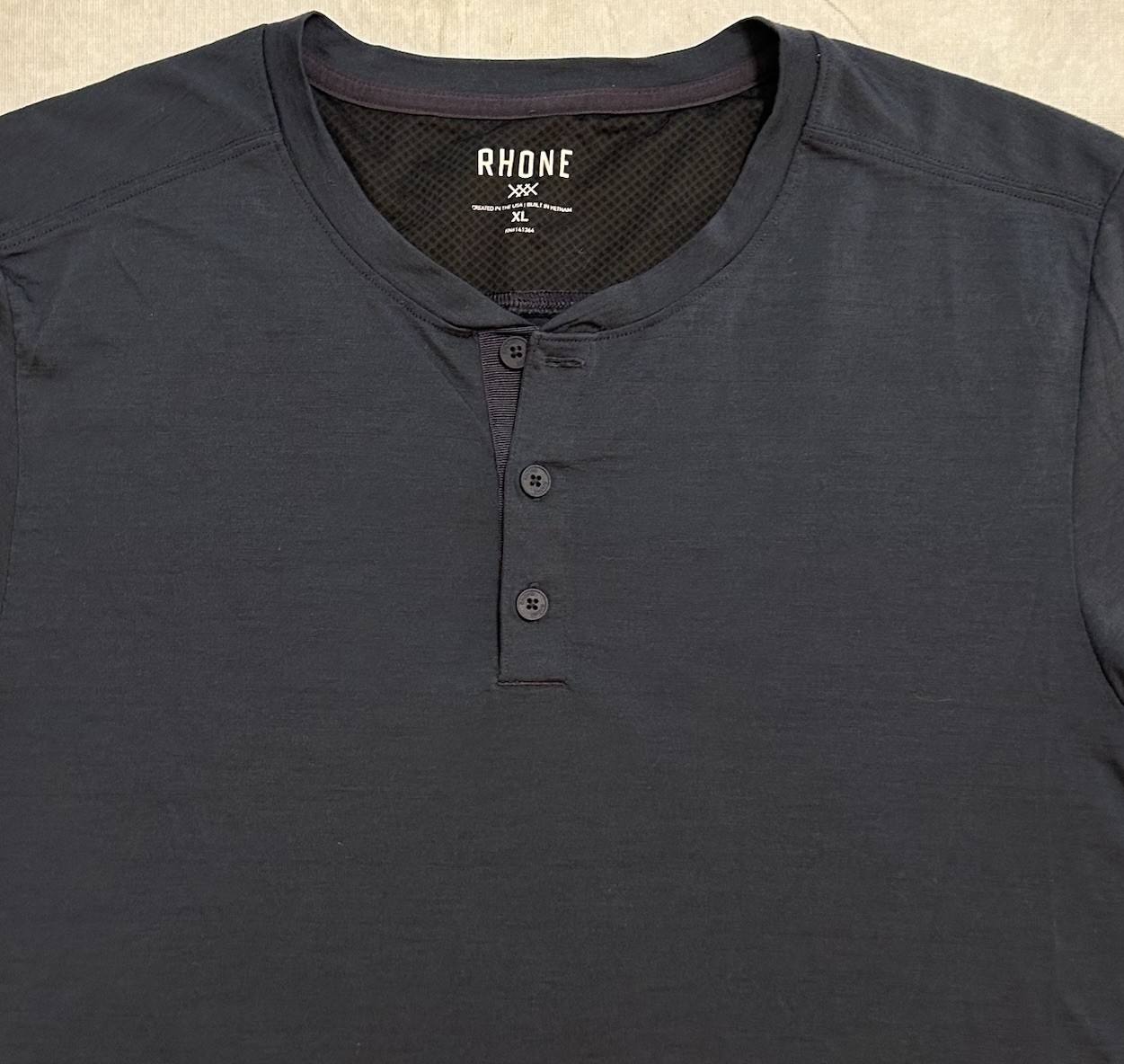 RHONE Short Sleeve Mens XL Henley Blue Merino Wool & Nylon Soft gallery