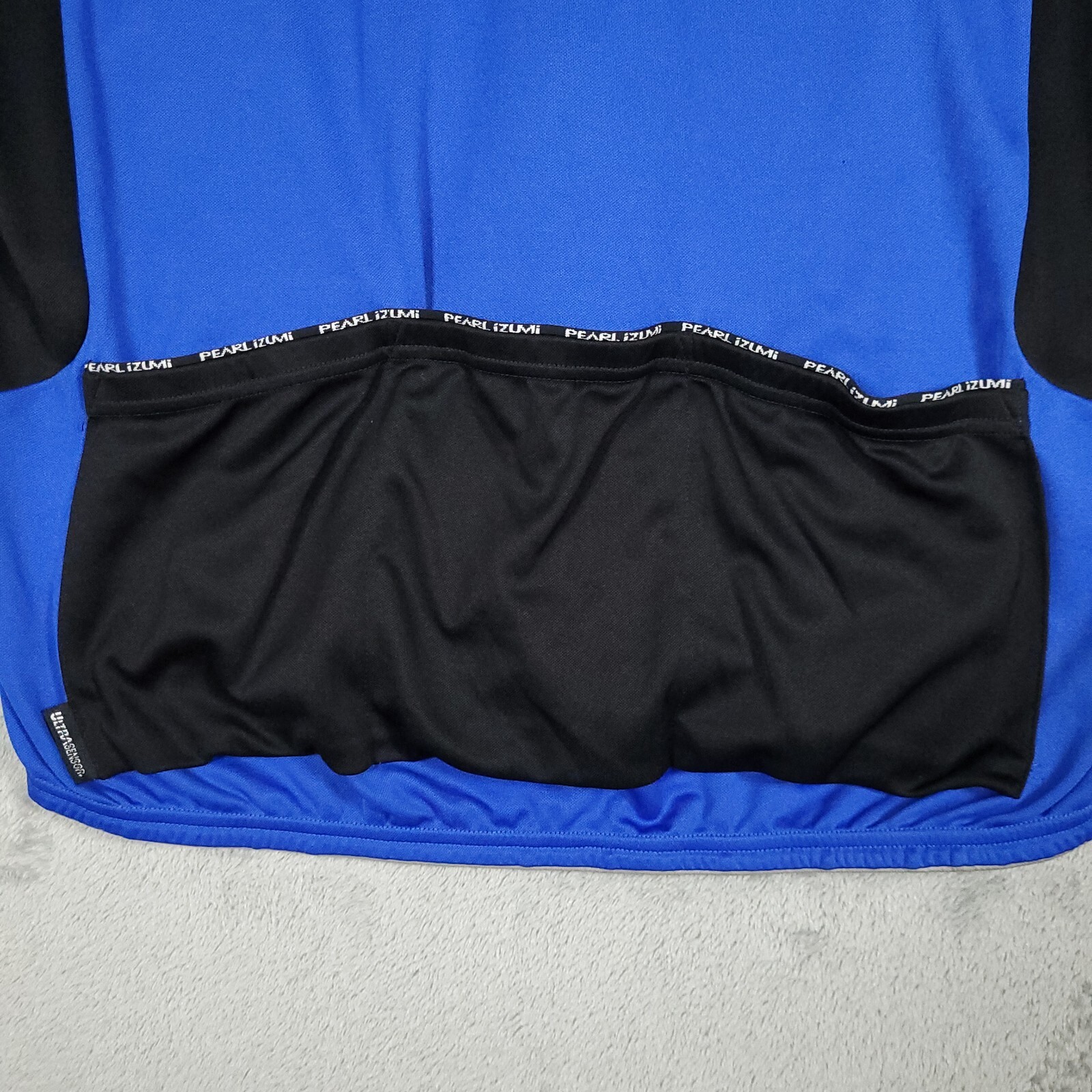 Pearl Izumi Cycling Shirt Mens XL Blue & Black Short Sleeve Zip Back Pockets gallery