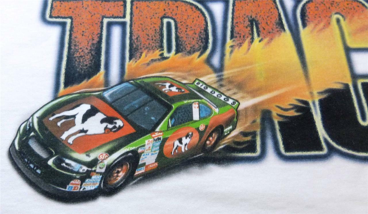 Big Dogs T Shirt Burn Up Track Race Car Flames L XL 2X 3X 4X 5X White Cotton New gallery