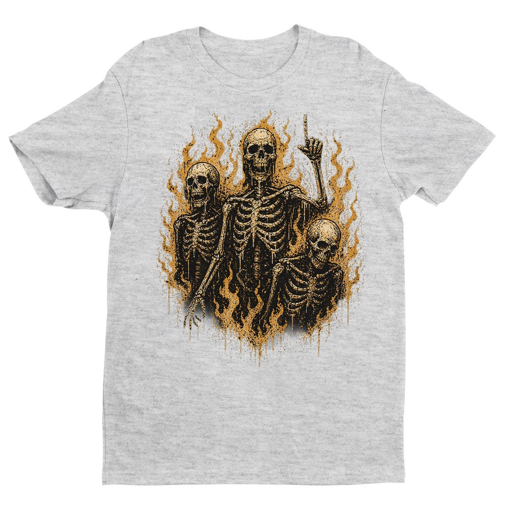 Retro Skeletons On Fire Unisex T-shirt | Gothic Skull Lover Gifts for Men gallery