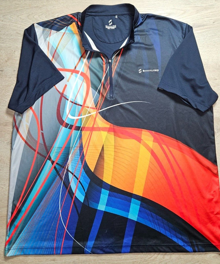Savalino Quarter Zip Multi Color Graphics Bowling Shirt Size 2XL Geometric Tenni