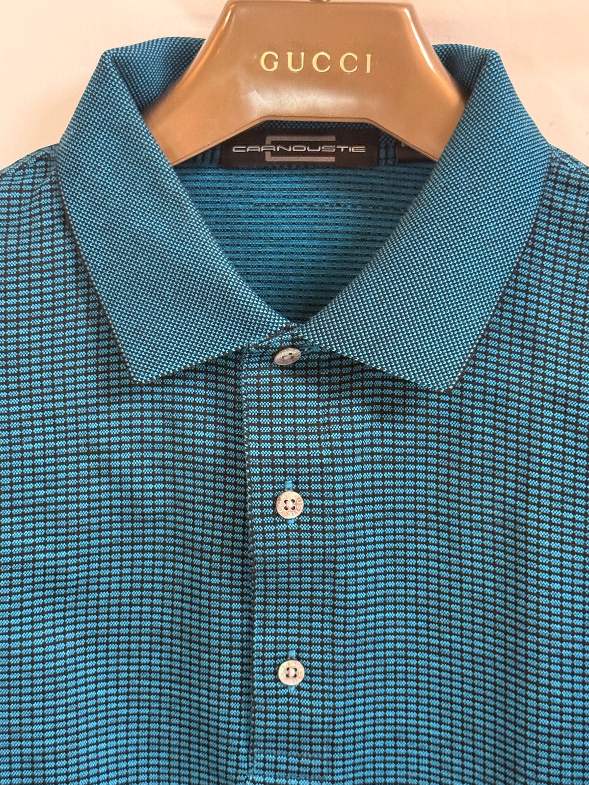 NWOT Carnoustie Men's Long Sleeves w/ Collar Shirt w/ Check Pattern-Teal Blue-XL gallery