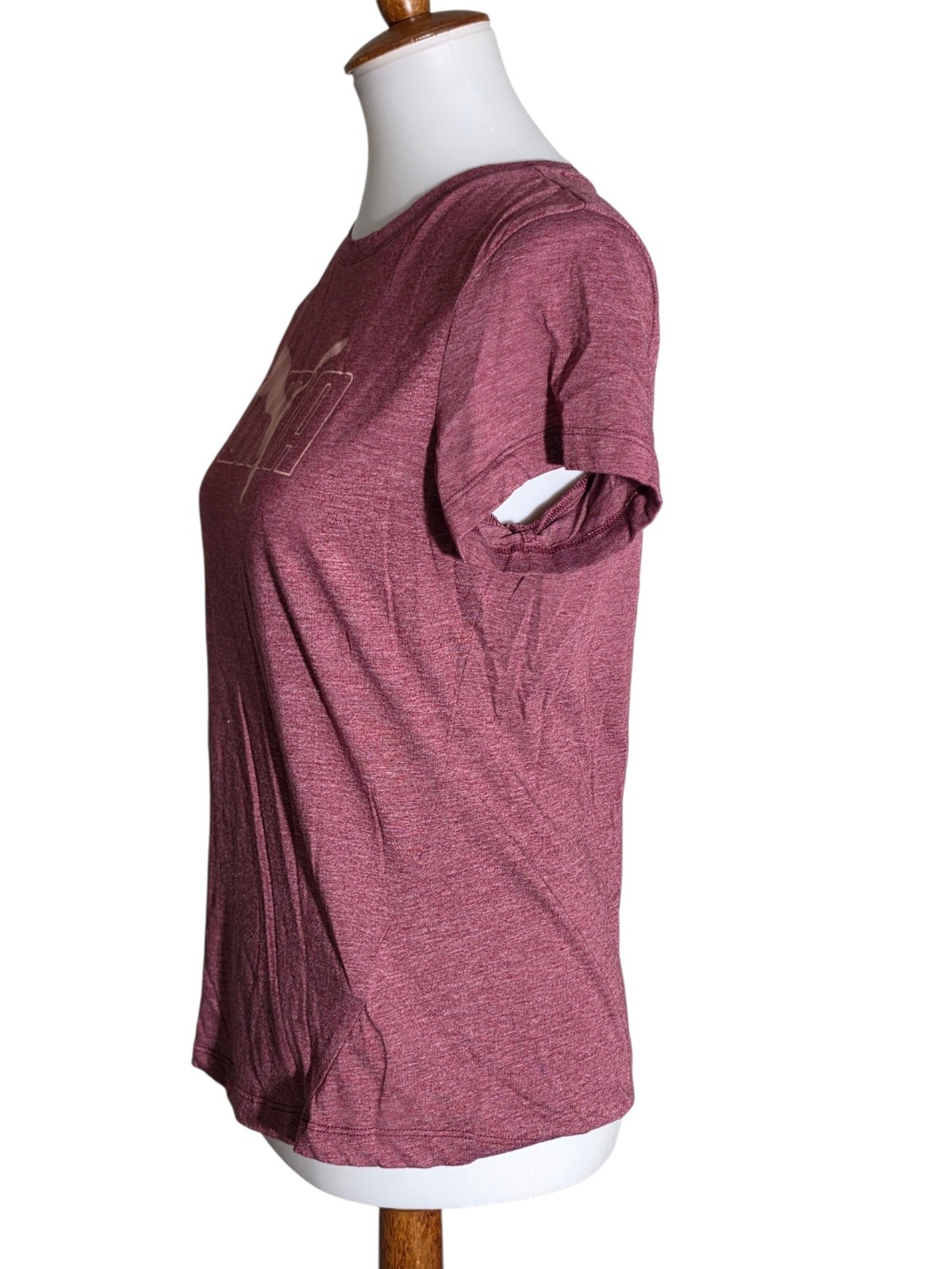Puma Women's Pink Heather Logo Graphic T-Shirt Short Sleeve Athletic Tee Size M gallery