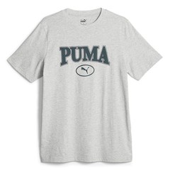 PUMA Squad Graphic Crew Neck Short Sleeve T-Shirt Mens Grey Casual Tops 67601304