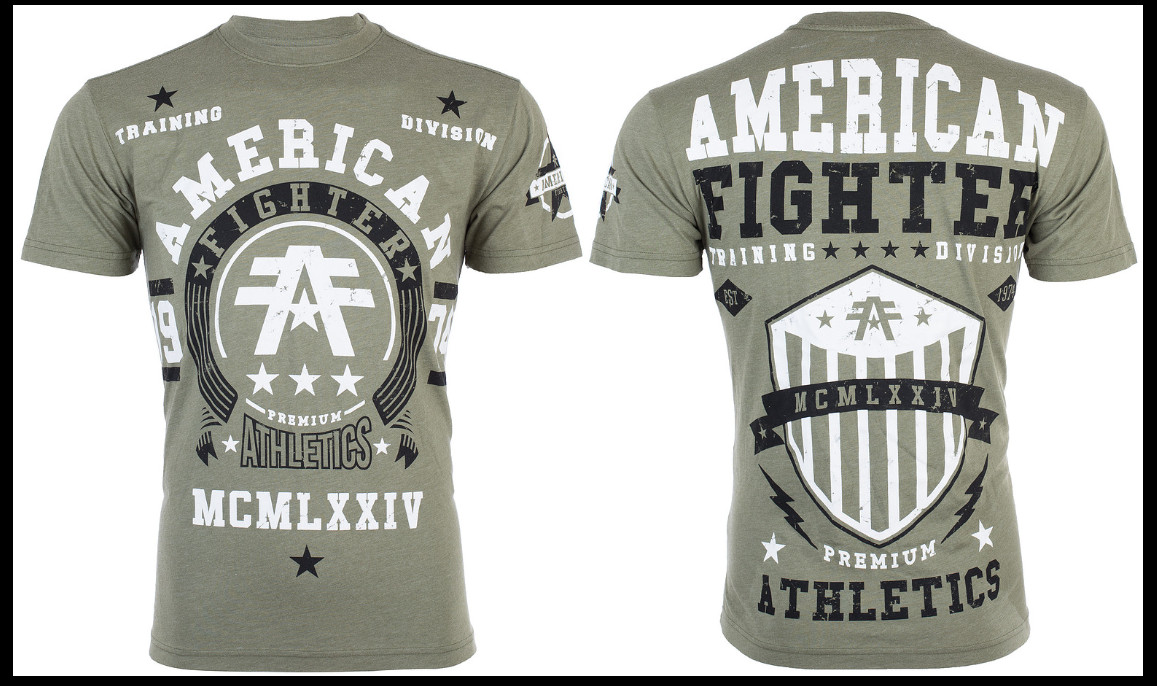AMERICAN FIGHTER Military Green DALTON Athletic Graphic T-shirt NWT gallery