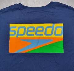 SPEEDO Men Large Club Blue Double-Sided Graphic Pocket T-Shirt NEW