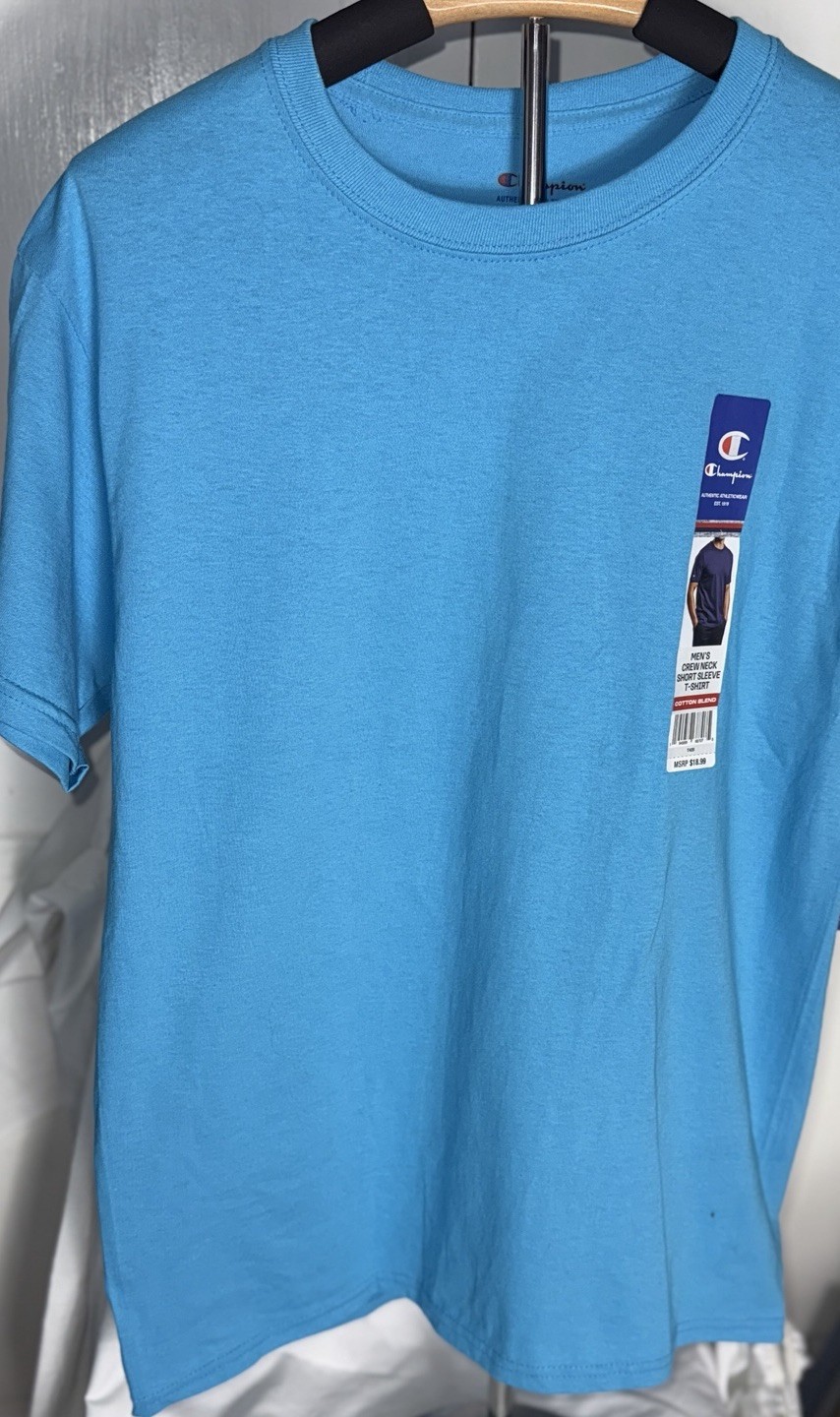 🔥 Champion Men Short Sleeve Cotton Jersey New Crewneck T-shirt Size.M T425 gallery