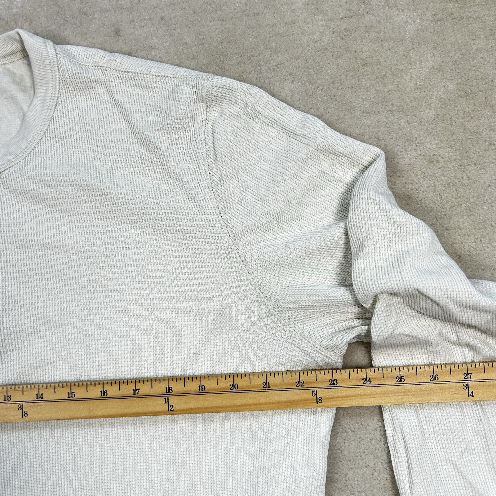 Buck Mason Vintage Thermal Henley Shirt Off White Beige Waffle Men Large Cotton gallery