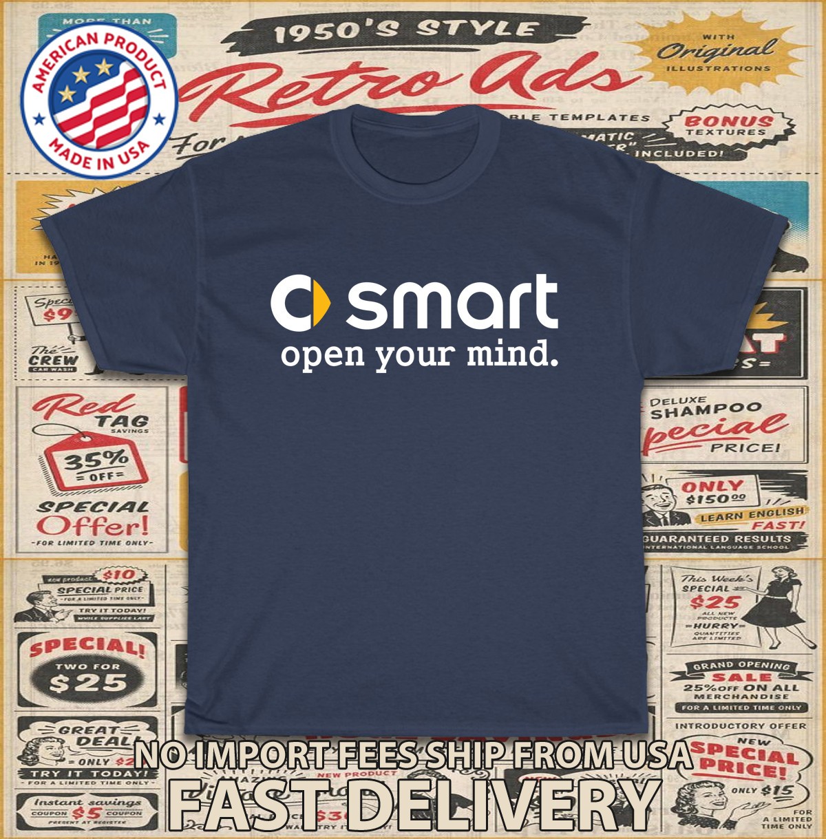 New Tee Shirt Smart Car Open Your Mind Logo Men's T-Shirt American T-Shirt gallery