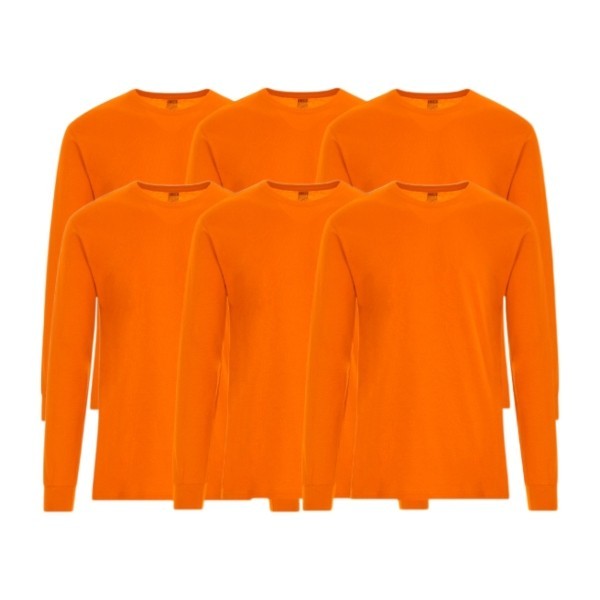 6 Pack: Long Sleeve High Visibility NON ANSI Hi VIS T-Shirt Safety Orange Shirts gallery
