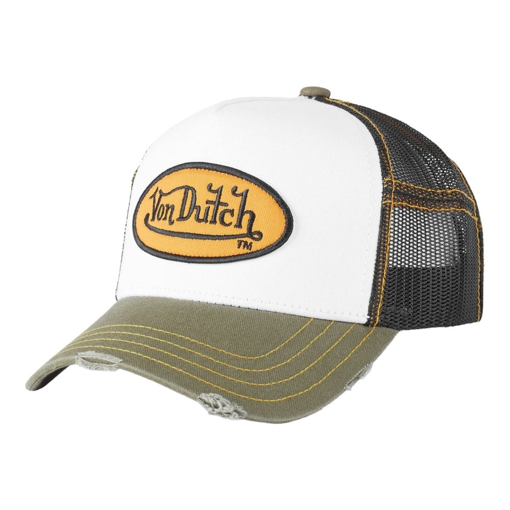 Von Dutch Trucker Hat with Mesh, White/Black One Size