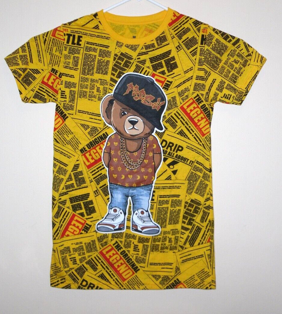Launder Bailey Apparel T-Shirt Size Small Hustle Bear The Original Legend AOP