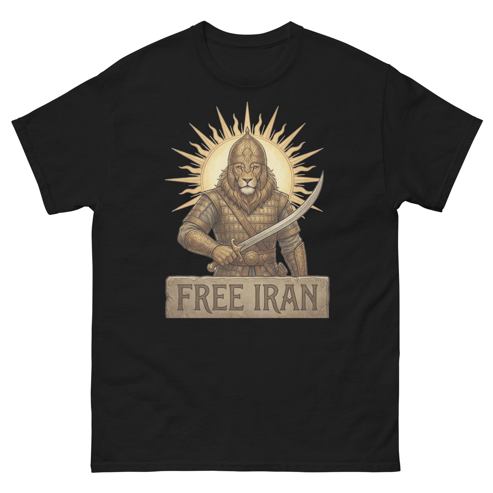 Free Iran Lion Sun T-Shirt, Persian Flag Protest Tee gallery
