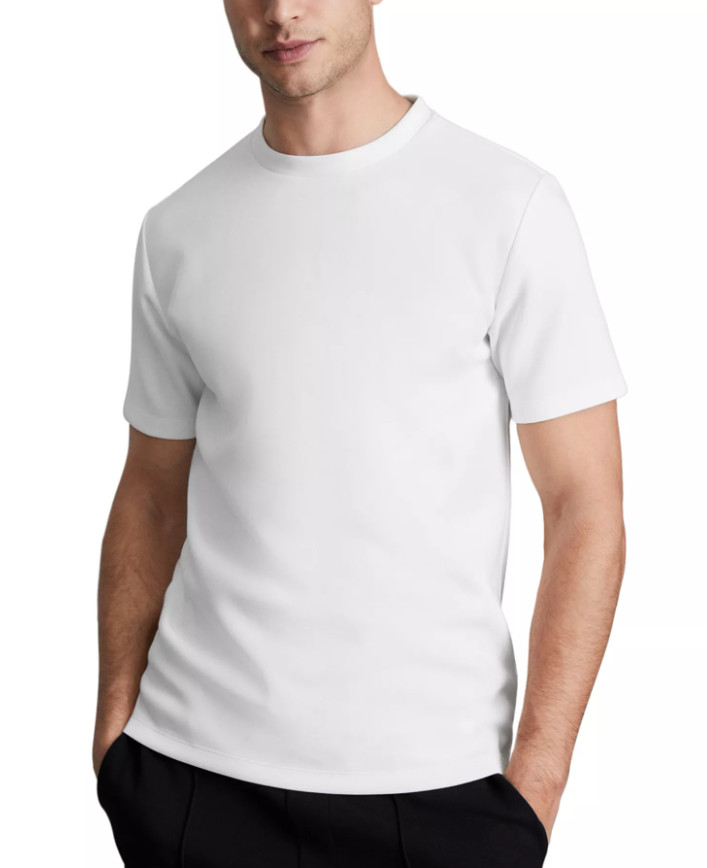 Reiss men’s Bradley Interlock Crewneck T- Shirt – size XL – White