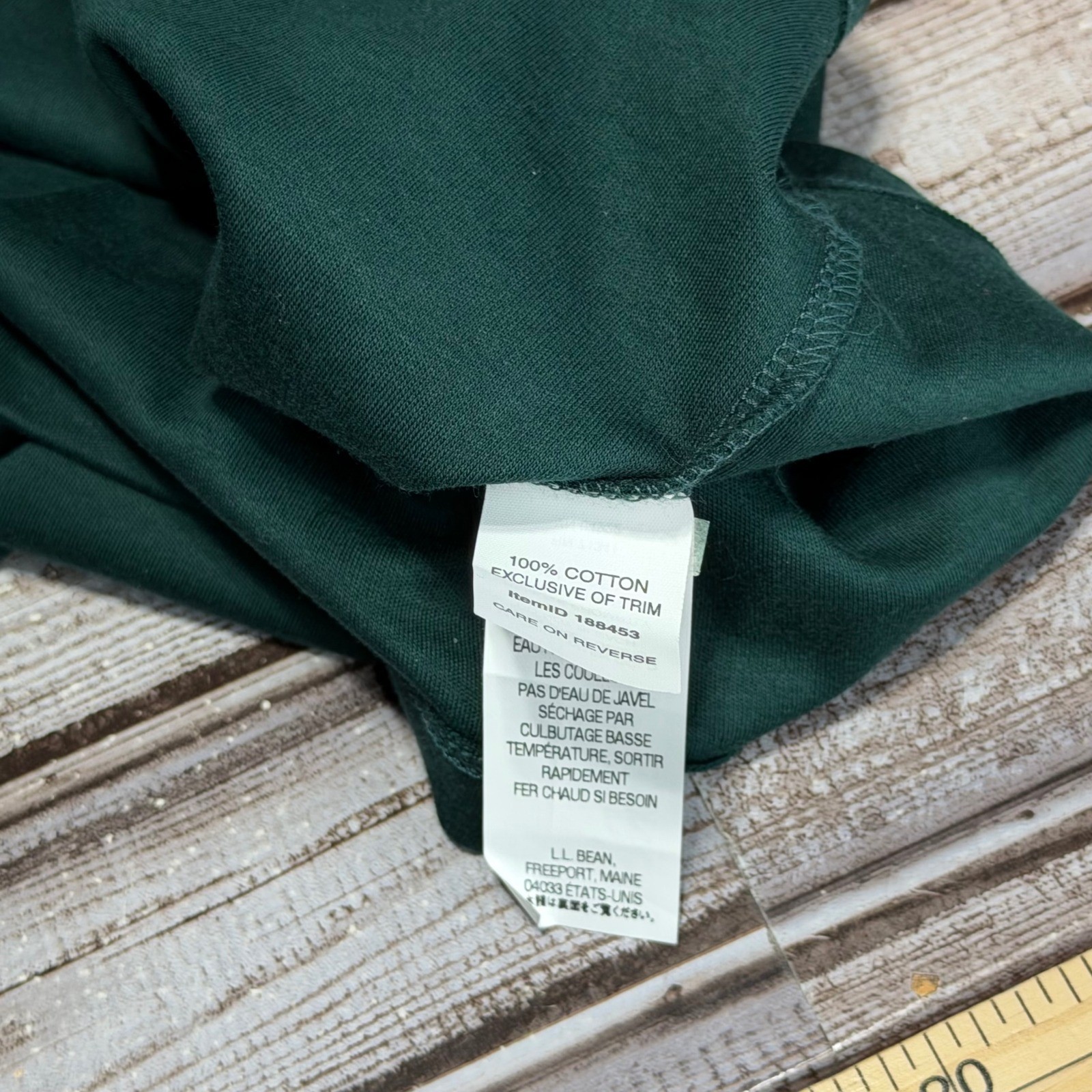 LL Bean Unisex Mock Neck Long Sleeve Shirt Forest Green 100% Cotton S/M gallery