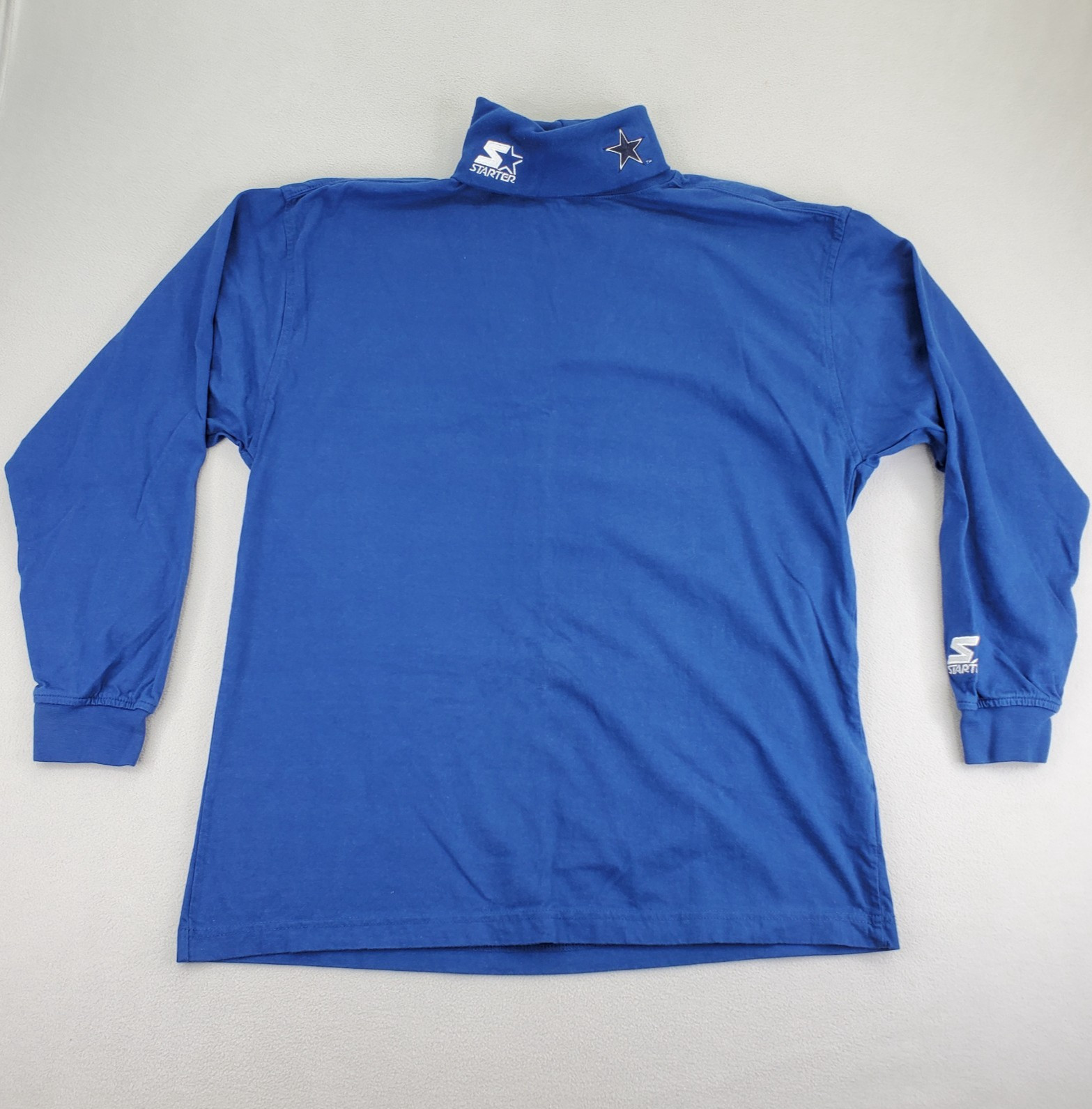 Starter Dallas Cowboys Turtleneck Shirt Mens L Blue Long Sleeve Cotton NFL