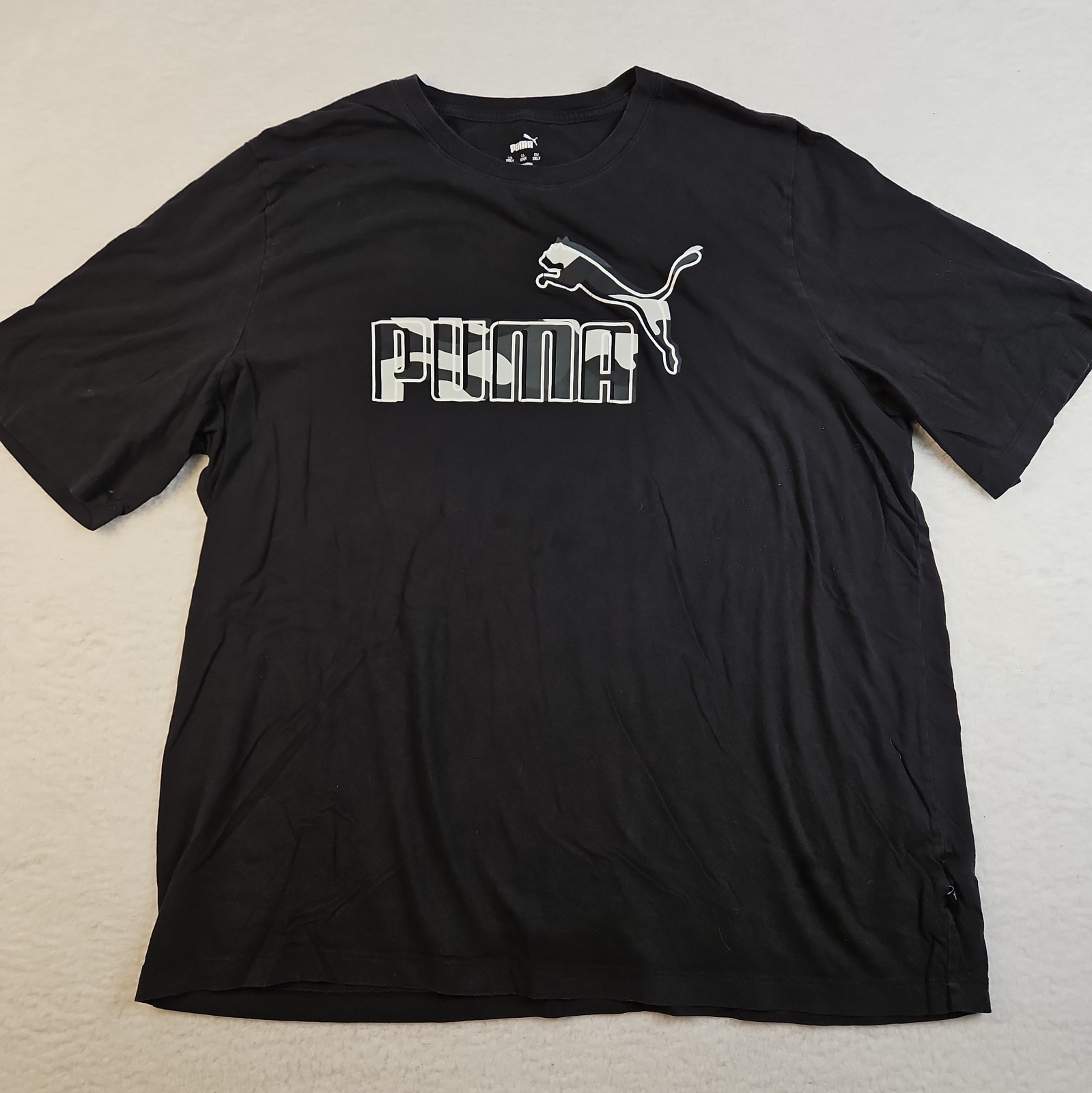 Puma Graphic Camo Logo T-Shirt Crew Neck Short Sleeve Black Men's 3XLT gallery