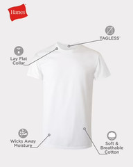 Hanes Men’s White Crew T-Shirt Undershirts, 3 Pack