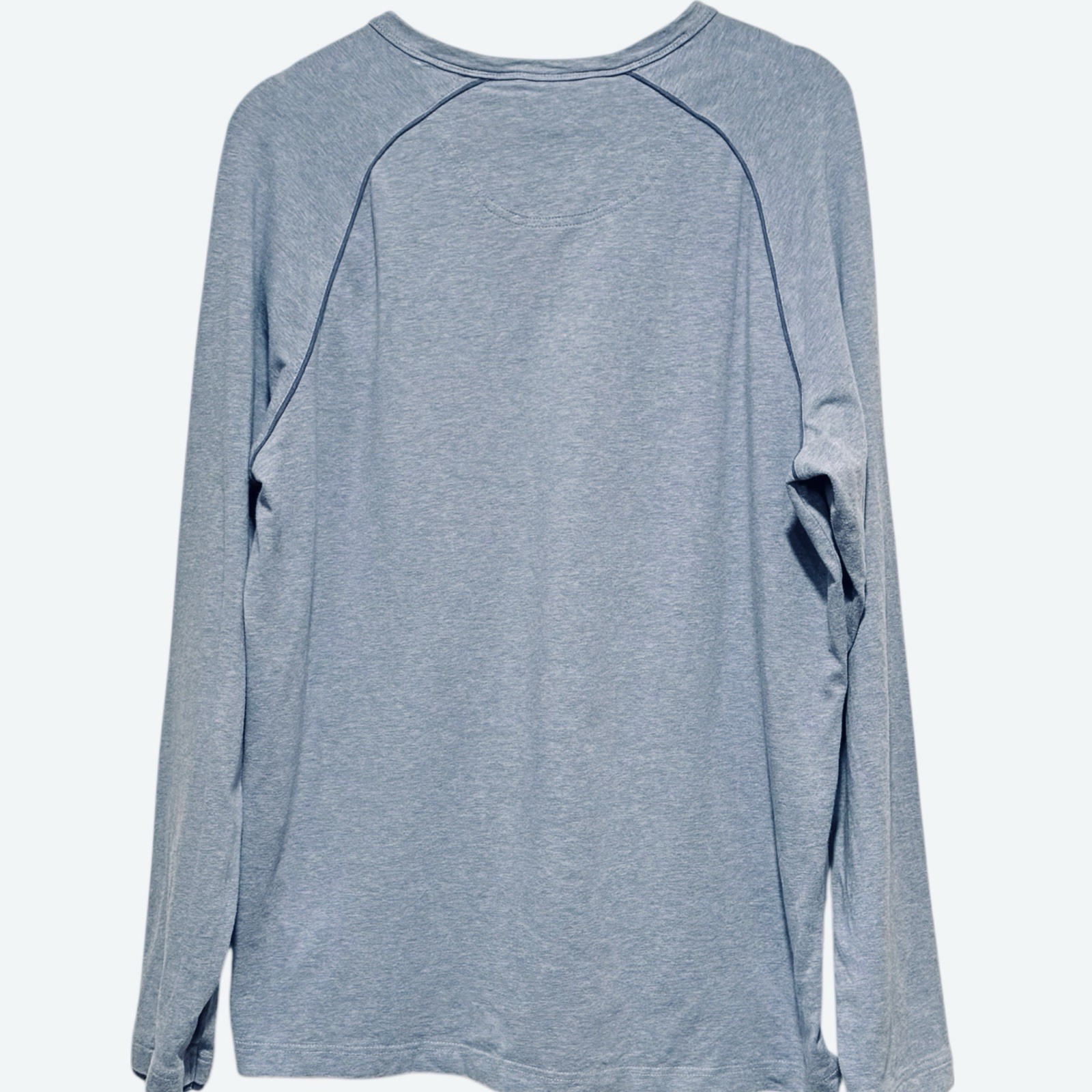 Borgo28 Mens Size Large Blue Long Sleeve Classic Modern Henley Shirt gallery