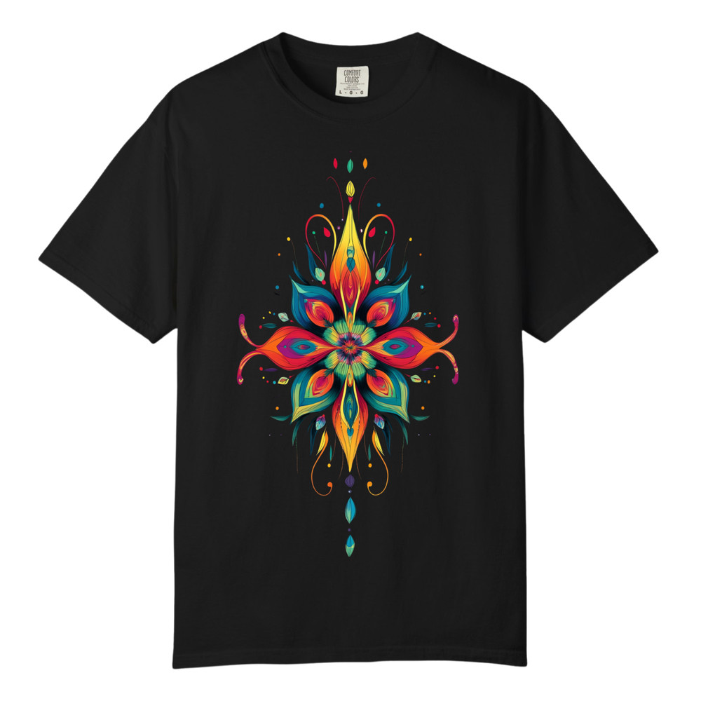 Boho Mandala Floral Abstract Art TShirts, Comfort Colors, Unisex Streetwear Tee