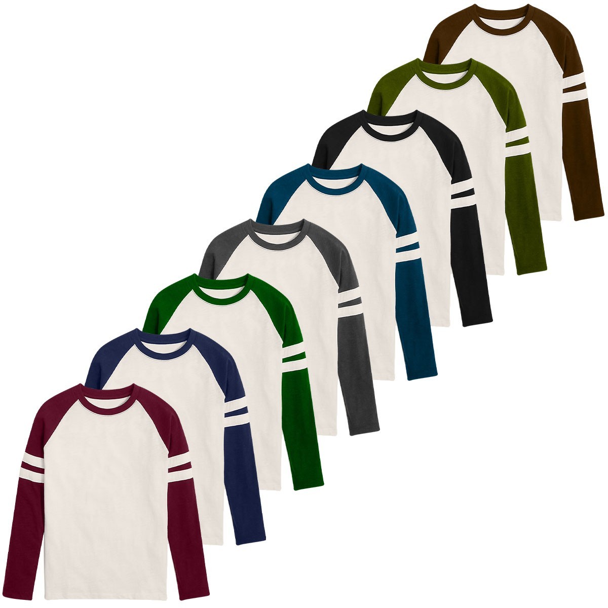 Mens Triblend Long Sleeve Baseball T-Shirt Casual Raglan Plain Contrast L/S Top gallery