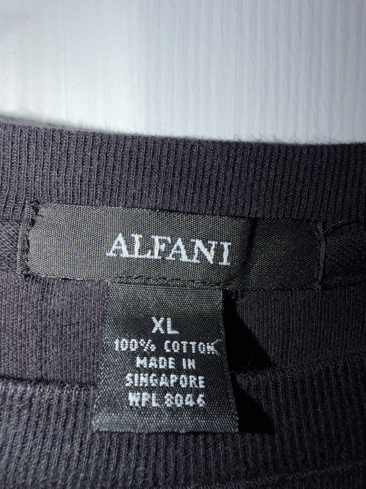 Alfani Men's Ribbed Knit Crew Neck Short Sleeve Cotton T-Shirt Black XL gallery