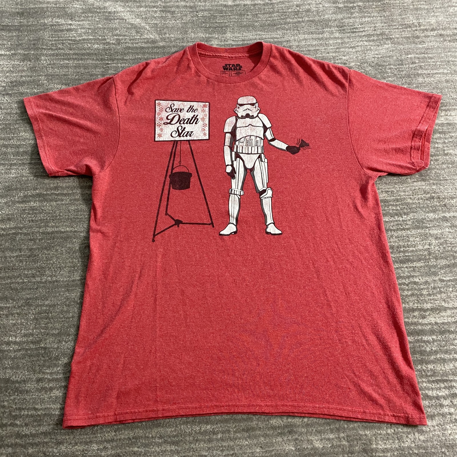 Star Wars Shirt Mens Large Red Stormtrooper Save The Death Star Holiday Tee