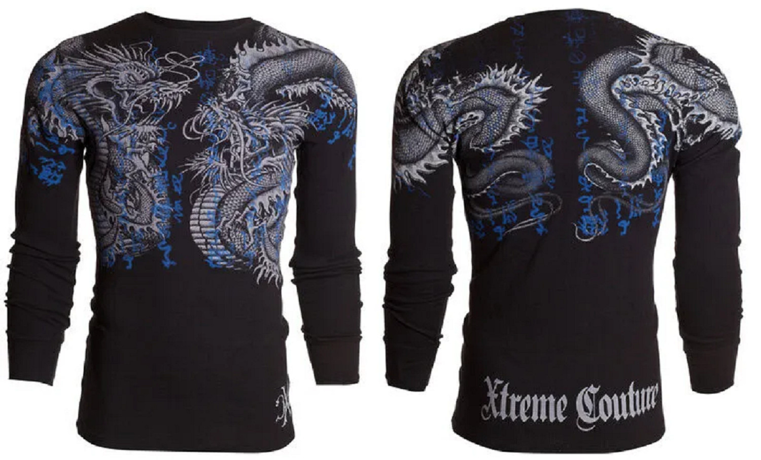 Xtreme Couture by Affliction Men's Thermal Shirt Double Up Black Biker S-2XL gallery