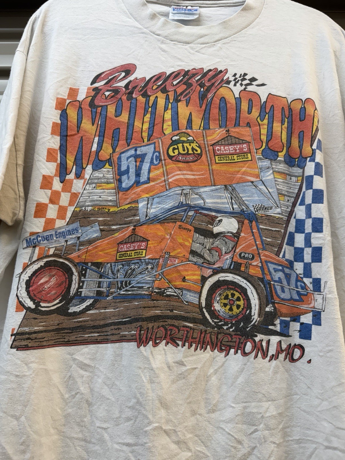 Vintage Breezy Whitworth Sprint Car Shirt 90s Worthington MO Dirt Track L gallery