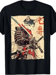Samurai Cat Warrior Japanese Art Graphic Unisex T-Shirt