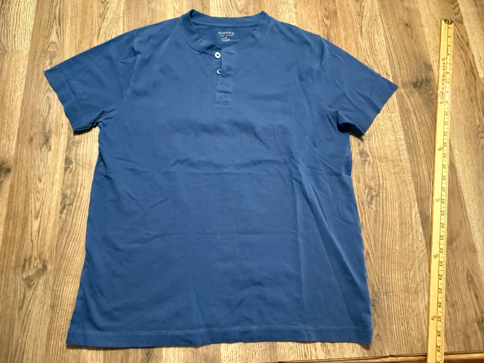 Sonoma Shirt, Men’s Size Medium, Blue, Short Sleeve, 1/4 Buttons, Crewneck