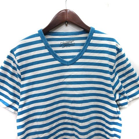 Journal Standard Tshirt Cut and Sew Border Short Sleeve L Blue White /YI Men's gallery