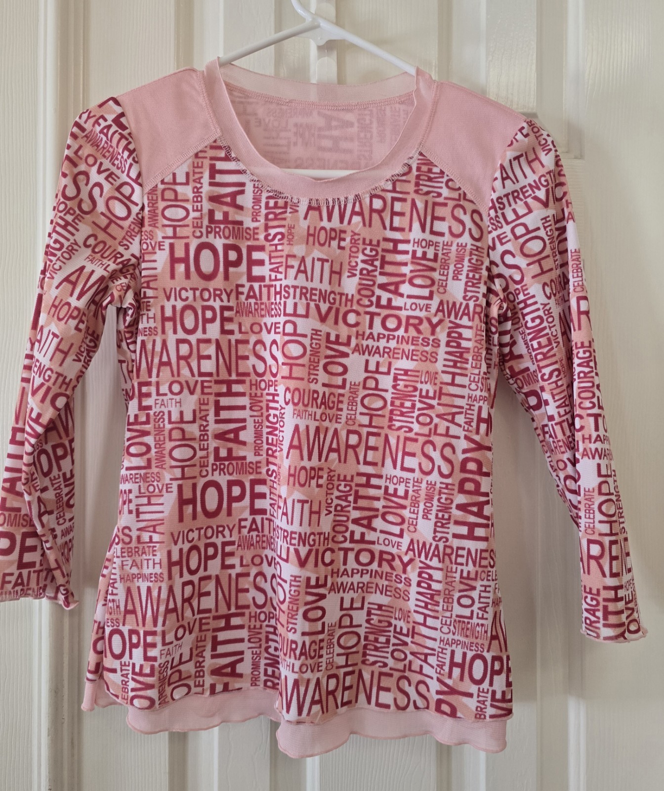 Breast Cancer Awareness 3/4 Sleeve, Scoop Neck Top. Pink. Ships Free. gallery