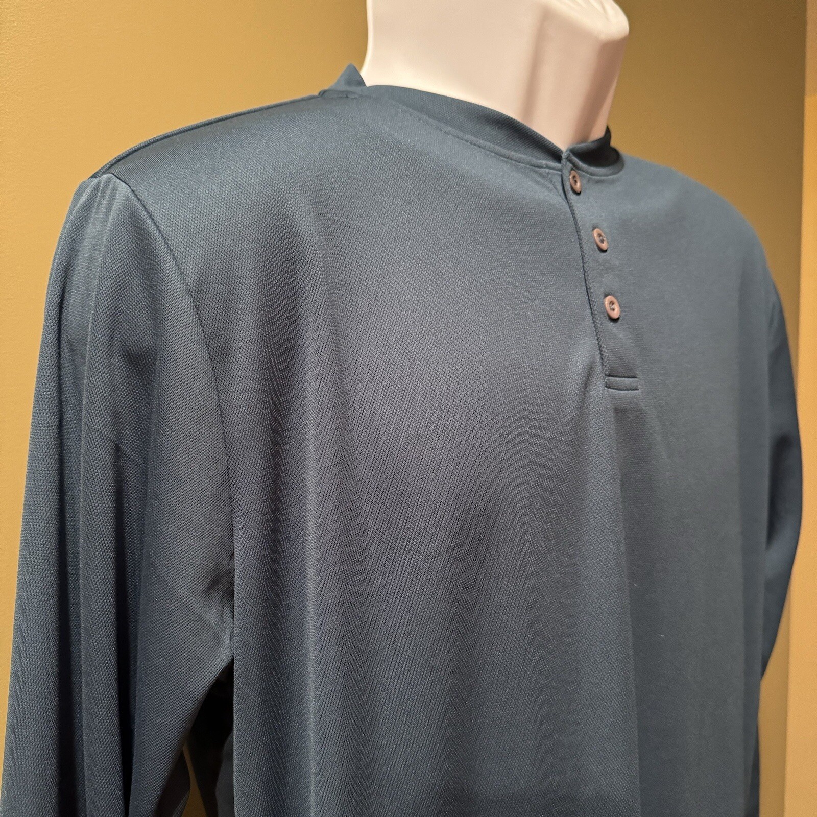 NWT Performance Cycle Mens Slate Blue Henley Bike Shirt Long Sleeve Jersey Sz M gallery