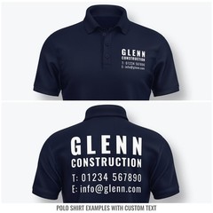 Customised Printed Left chest & Back Polo T-shirt, Custom Workwear Polo T Shirt